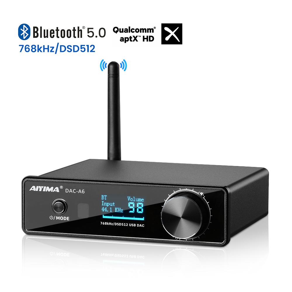 AIYIMA DAC A6 BT ESS9038Q2M Bộ Khuếch Đại HIFI XMOS XU208 32BIT 768KHz DSD512 USB DAC APTX-HD Bộ Giải Mã Âm Thanh DẪN QUANG HỌC Với MÀN HÌNH OLED