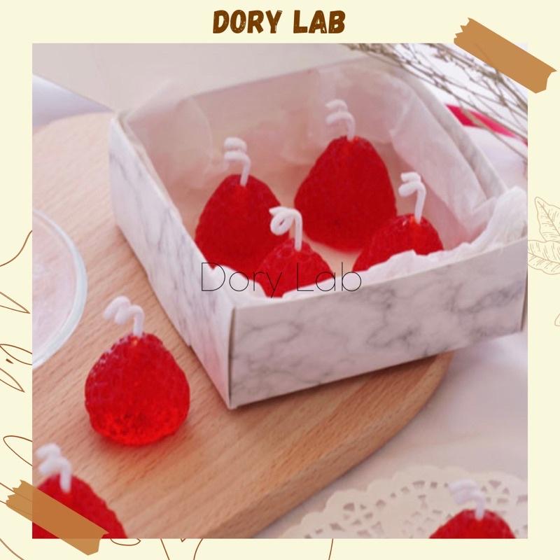 Nến Thơm Quả Dâu Tây Size Mini Thạch Jelly Không Khói, Phụ Kiện Decor Chụp Ảnh - Dory Lab