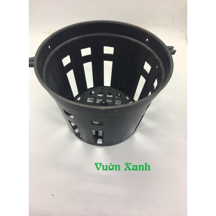 Combo 10 chậu lan đen phi 18 kèm 10 móc kẽm 70cm