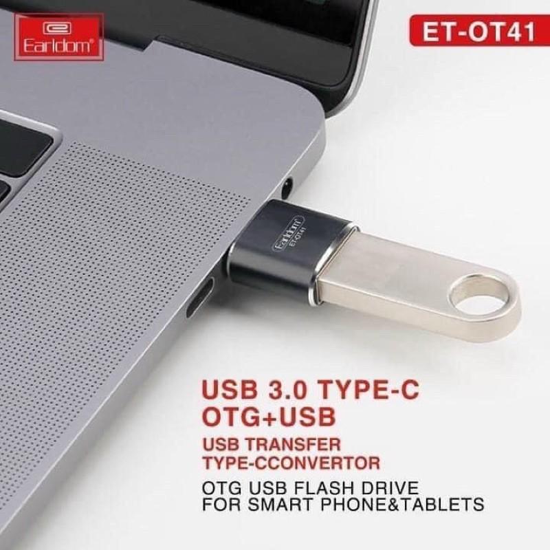 Usb otg Type c 3.0, đầu đọc usb thẻ nhớ dữ liệu cho các dòng smartphone chán typec Earldom ot41 - Hàng chính hãng