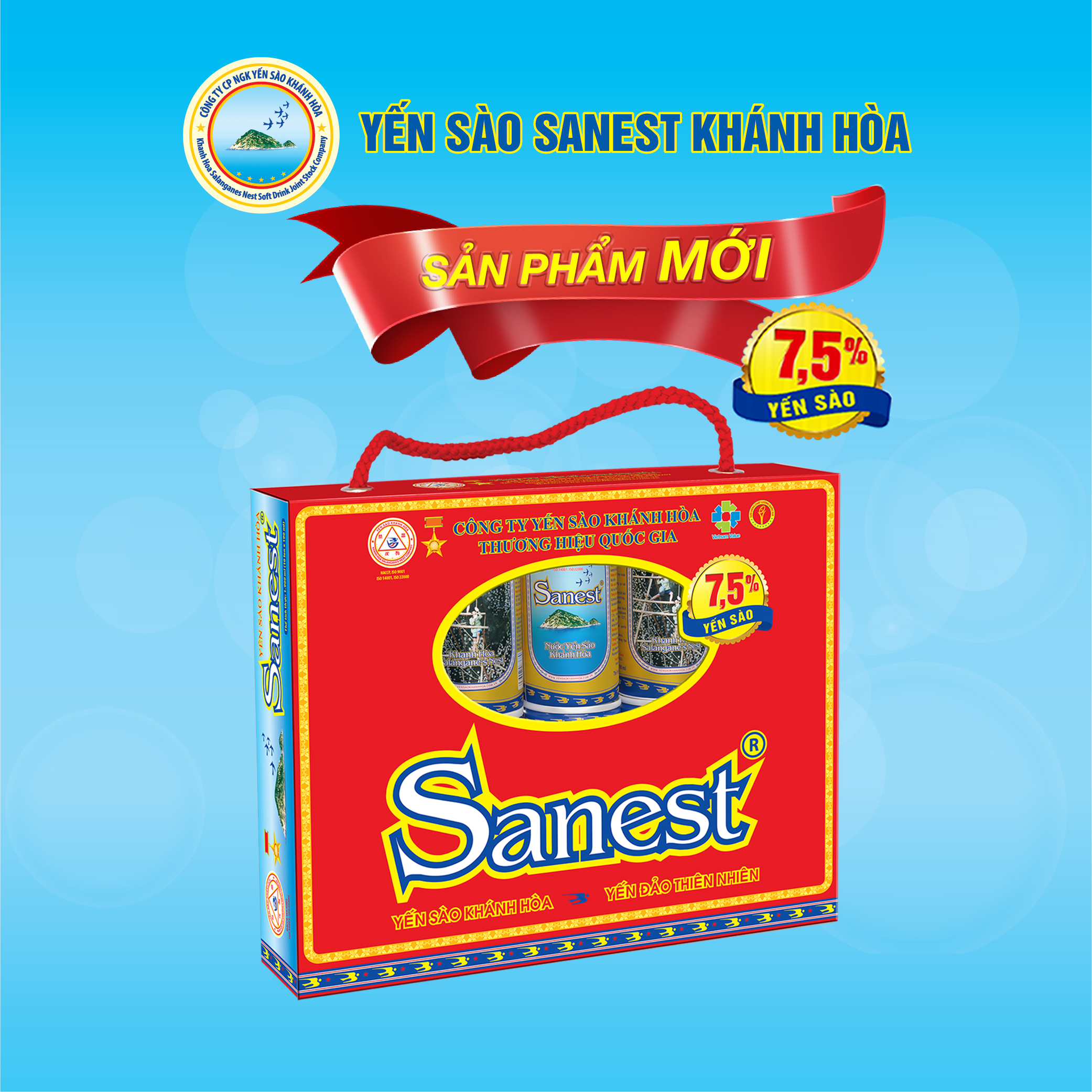 [Hộp 10 lon] Nước Yến sào Khánh Hòa Sanest lon 190ml - S001H10