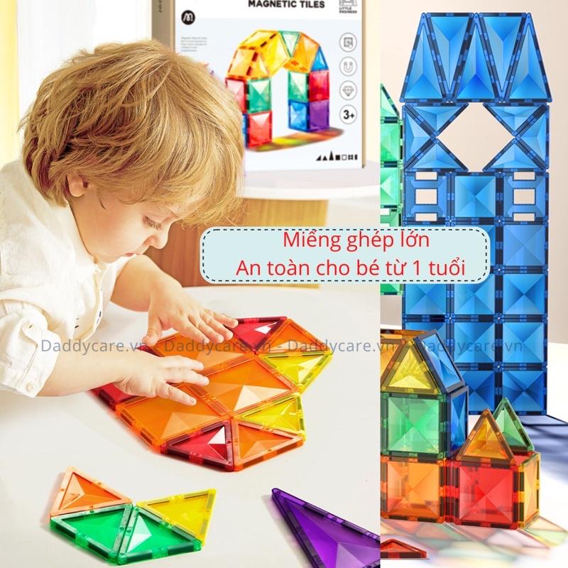 Xếp Hình Nam Châm Ánh Sáng Colorful Magnetic Tiles Mideer Daddycare, nam châm lắp ghép thông minh cho bé 3,4,5,6 tuổi