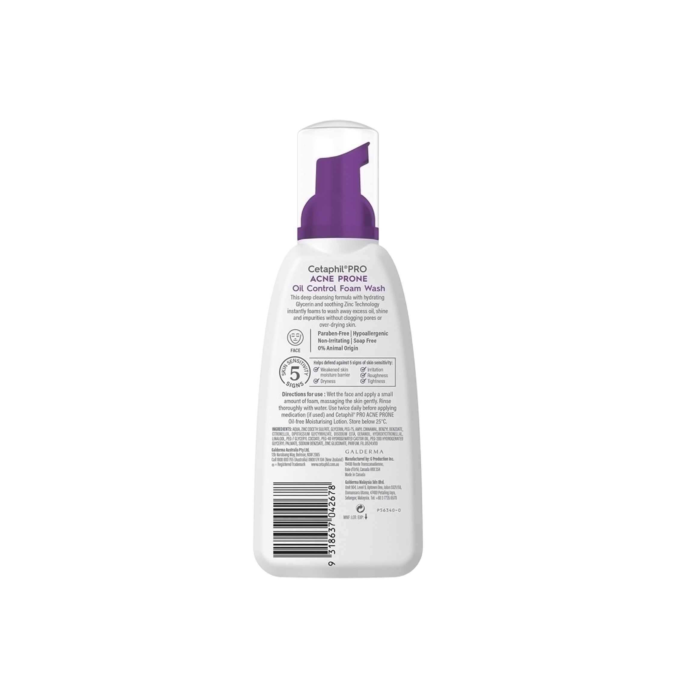 Sữa Rửa Mặt Tạo Bọt Cho Da Nhờn Mụn Cetaphil Pro Acne Prone Oil Control Foam Wash 236ml