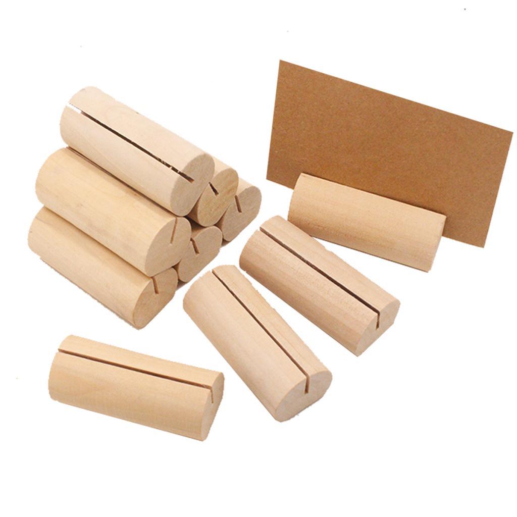 20pcs Table Wood Stands Wooden Base Memo Photo Clip Card Holders