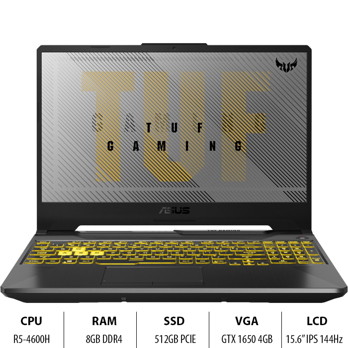 Laptop Asus TUF Gaming A15 FA506IH-AL018T (AMD R5-4600H/ 8GB DDR4 3200MHz/ 512GB SSD M.2 PCIE G3X2/ GTX 1650 4GB GDDR6/ 15.6 FHD IPS, 144Hz/ Win10) - Hàng Chính Hãng