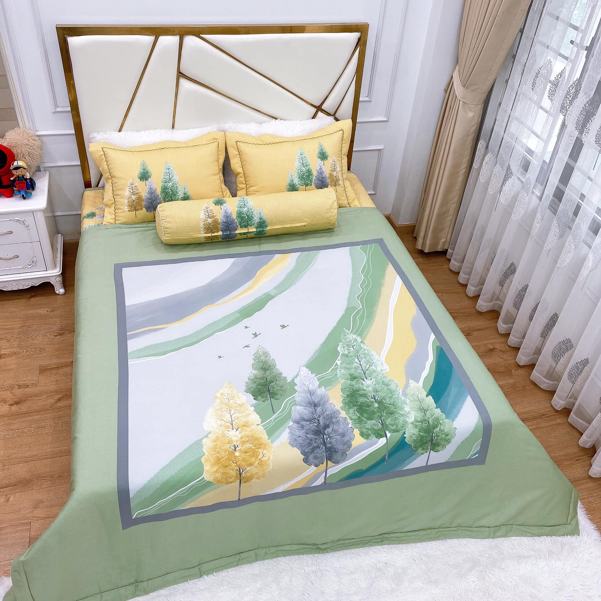 Set chăn ga gối 5 món cotton xuất nhật