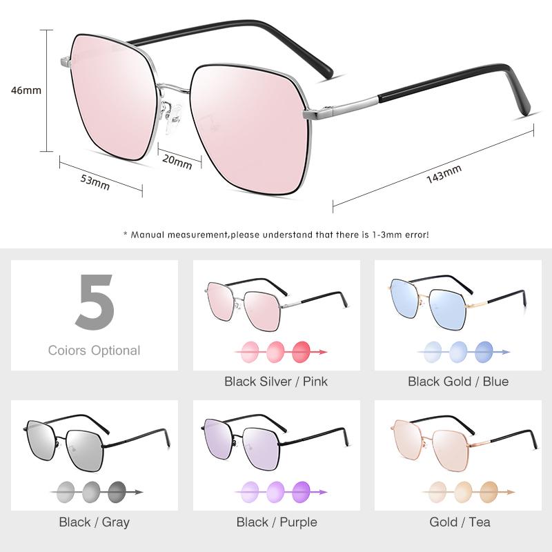 LM 2021 Kim Loại Cổ Điển Photochromic Kính Mát Nam Nữ Phân Cực Tắc Kè Hoa Mắt Kính Nam Thay Đổi Màu Sắc Kính Chống Nắng UV400 Oculos
