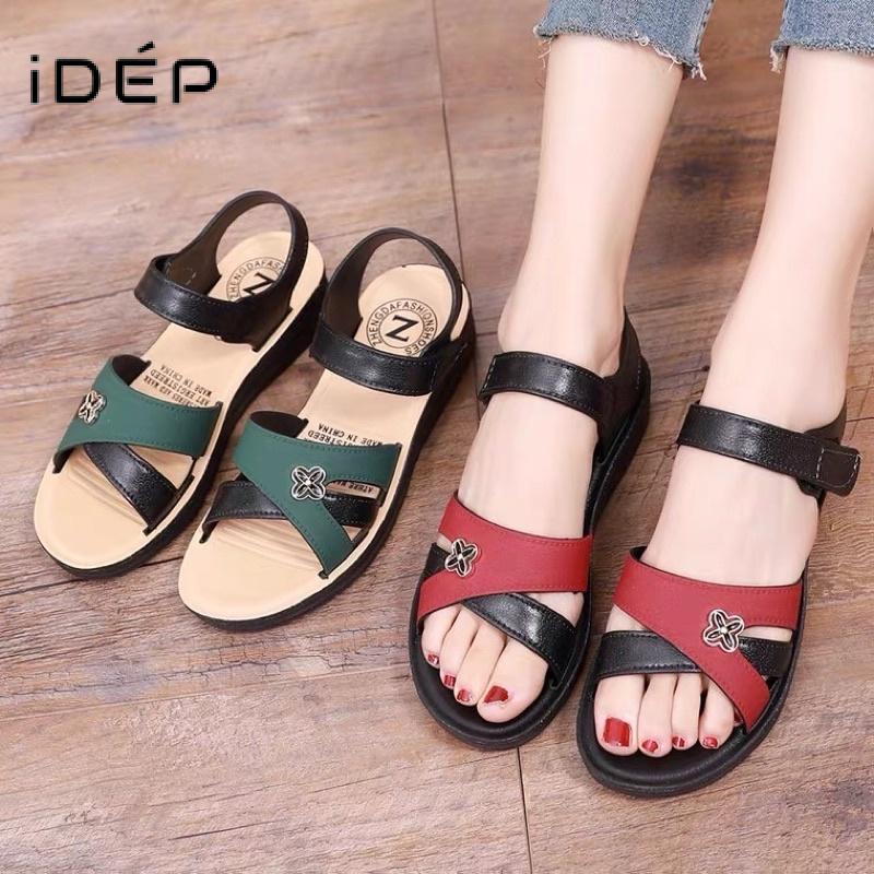 Giày sandal nữ trung niên cho bà cho mẹ cao 3cm chất liệu cao su siên bền chống trơn trượt GL098