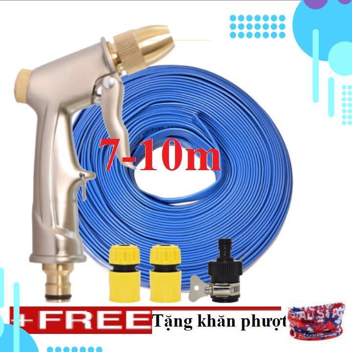 Bộ dây vòi xịt nước rửa xe, tưới cây . tăng áp 3 lần, loại 7m, 10m 206701-1 đầu đồng, cút, + tặng khăn phượt