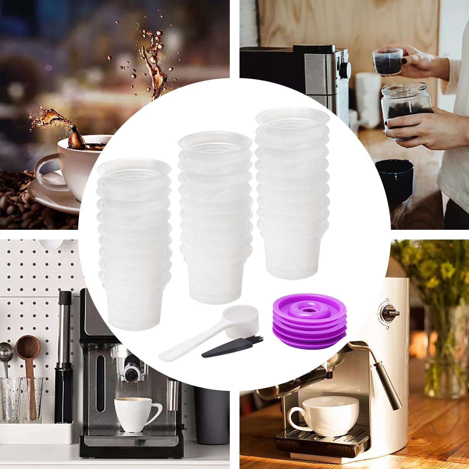 50 Pieces Coffee Filter Cups with 5Pcs Lids Replacement for Kitchen Cafe