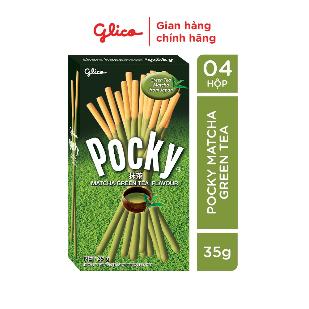 Combo 4 Hộp Bánh que Pocky vị trà xanh Matcha 35G