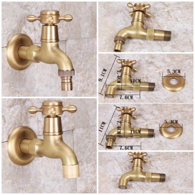 Vòi tường bằng đồng màu vàng thách thức thời gian, sang trọng cho không gian, kiểu dáng cổ điển