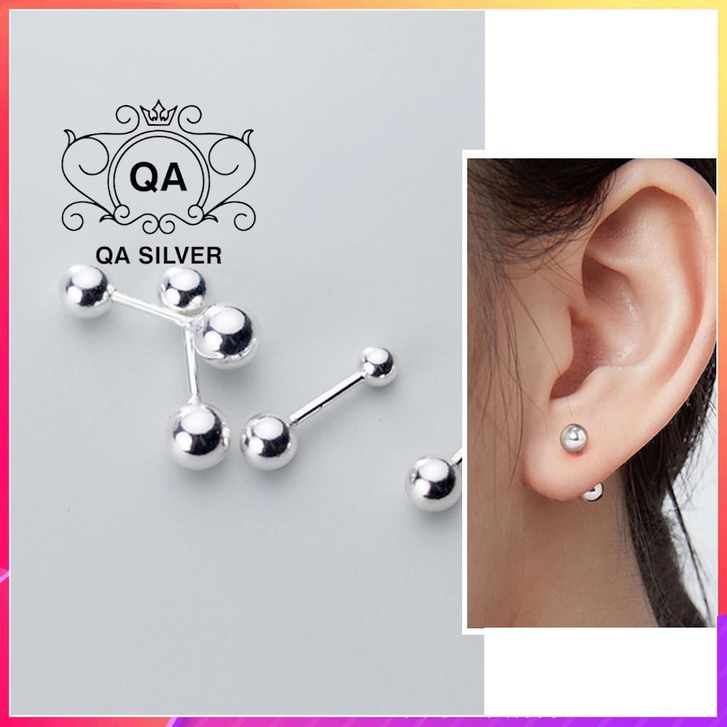 Khuyên tai bạc 925 bi chốt vặn bông nam nữ tối giản S925 MINIMAL Silver Earrings QA SILVER EA220401