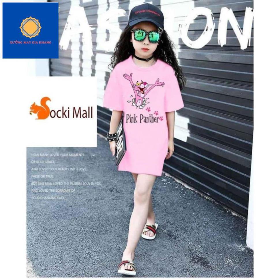 Đầm thun bé gái duyên dáng, sành điệu in báo hồng  sắc nét - Xưởng may - Gia Khang