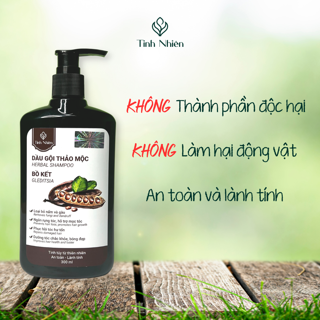 Dầu Gội Thảo Mộc Bồ Kết Tinh Nhiên 300 ml khắc phục nấm và gàu, dưỡng tóc khỏe mạnh
