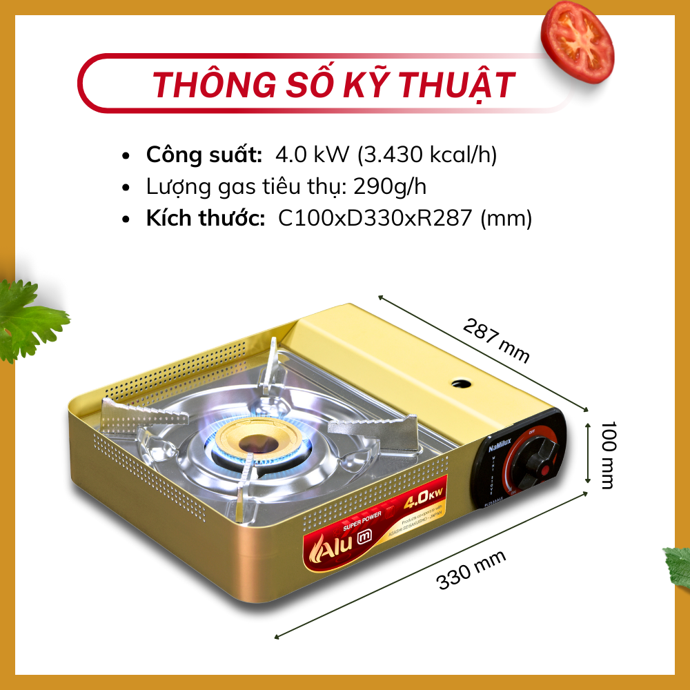 Bếp Gas Mini Cao Cấp Thân Nhôm Alu-m I Van Nam Châm Ngắt Gas An Toàn - Giải Pháp Chống Nổ│Công Suất Mạnh 4.0 kW│Hàng Chính Hãng