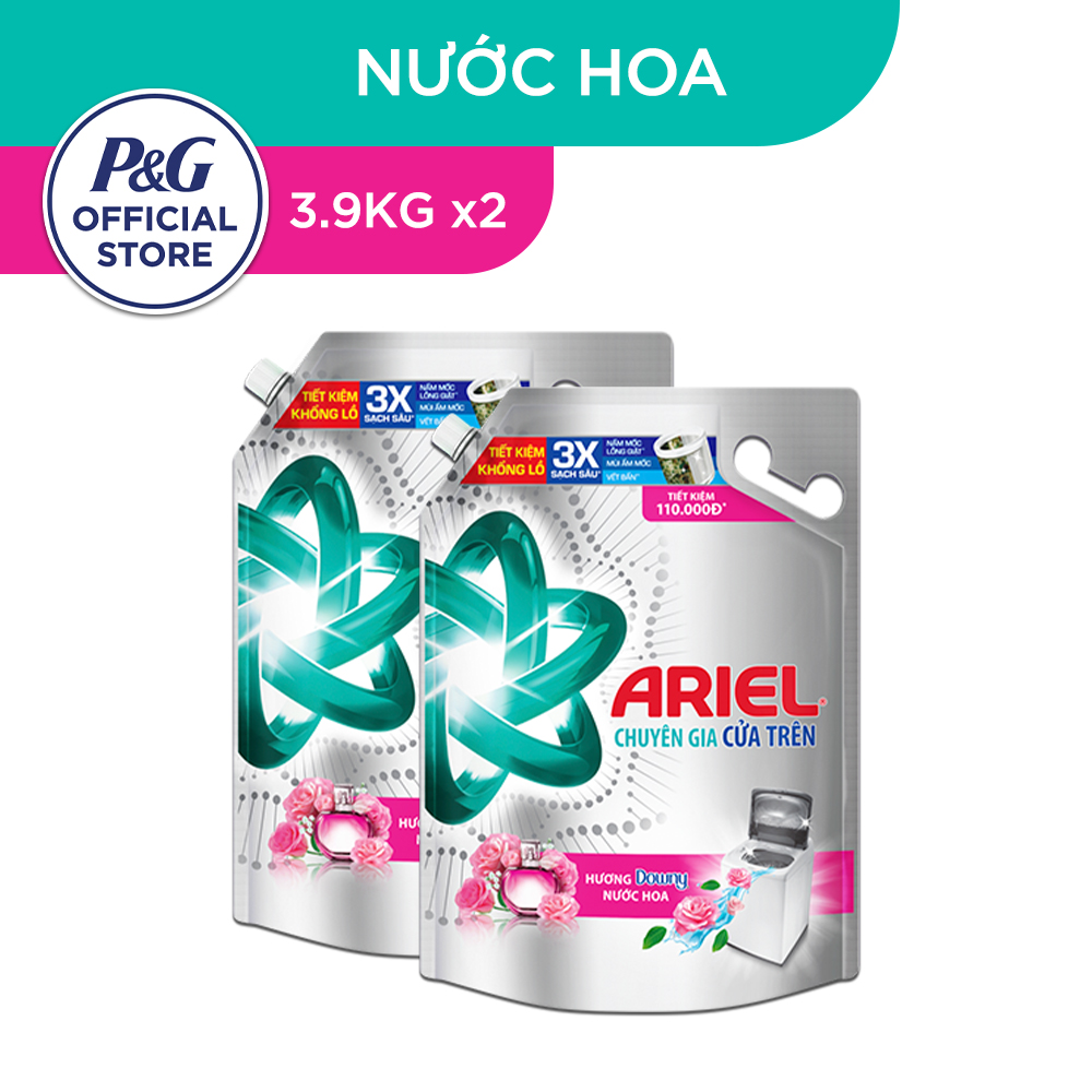 Combo 2 Nước Giặt ARIEL Nắng Mai/Hương Downy Túi 4.1kg/3.9kg x2