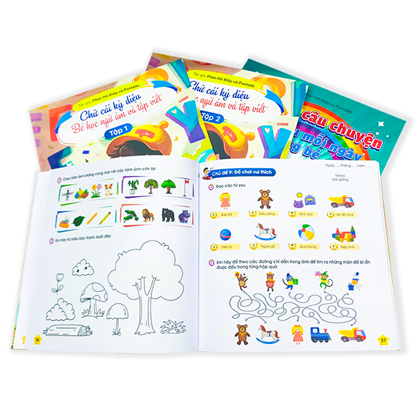 Combo 8 sách Tiền Tiểu học gồm Toán và Tiếng Việt cho bé 4-6 tuổi có App Bài Giảng cho bé sẵn sàng bước vào lớp 1