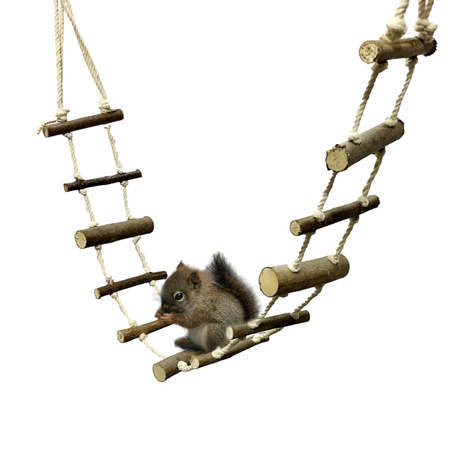 Hamster Climbing Ladder, Small Pet Hanging Squirrel DIY Suspension Wooden Bridge Hamster Swing for Birds Parrots Squirrel Sugar Gliders