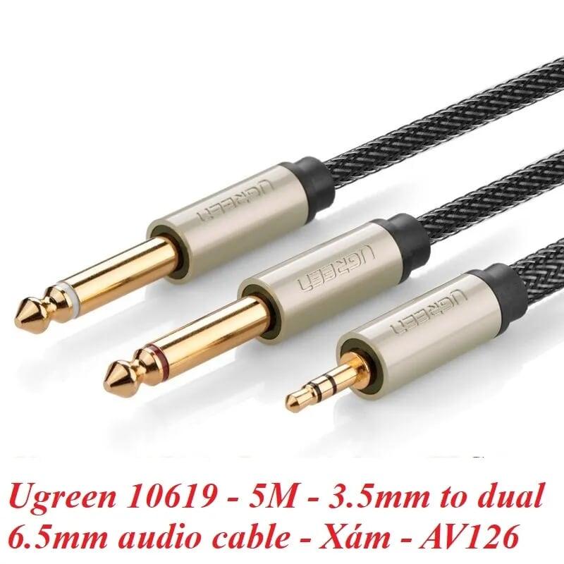 Ugreen UG10619AV126TK 5M màu Đen Cáp âm thanh 2 đầu 6.5mm dương sang 3.5mm dương - HÀNG CHÍNH HÃNG