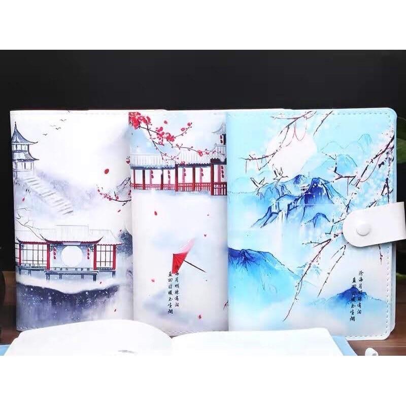 Sổ da cổ phong có nút bấm