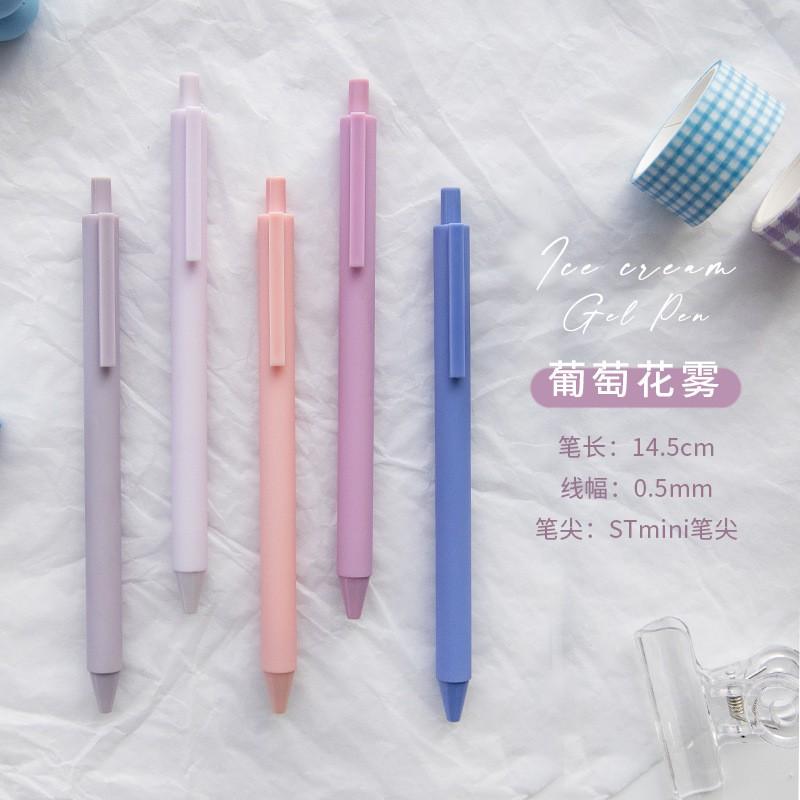 BỘ 5 CÂY BÚT BI NƯỚC MỰC ĐEN MÀU PASTEL NGỌT NGÀO