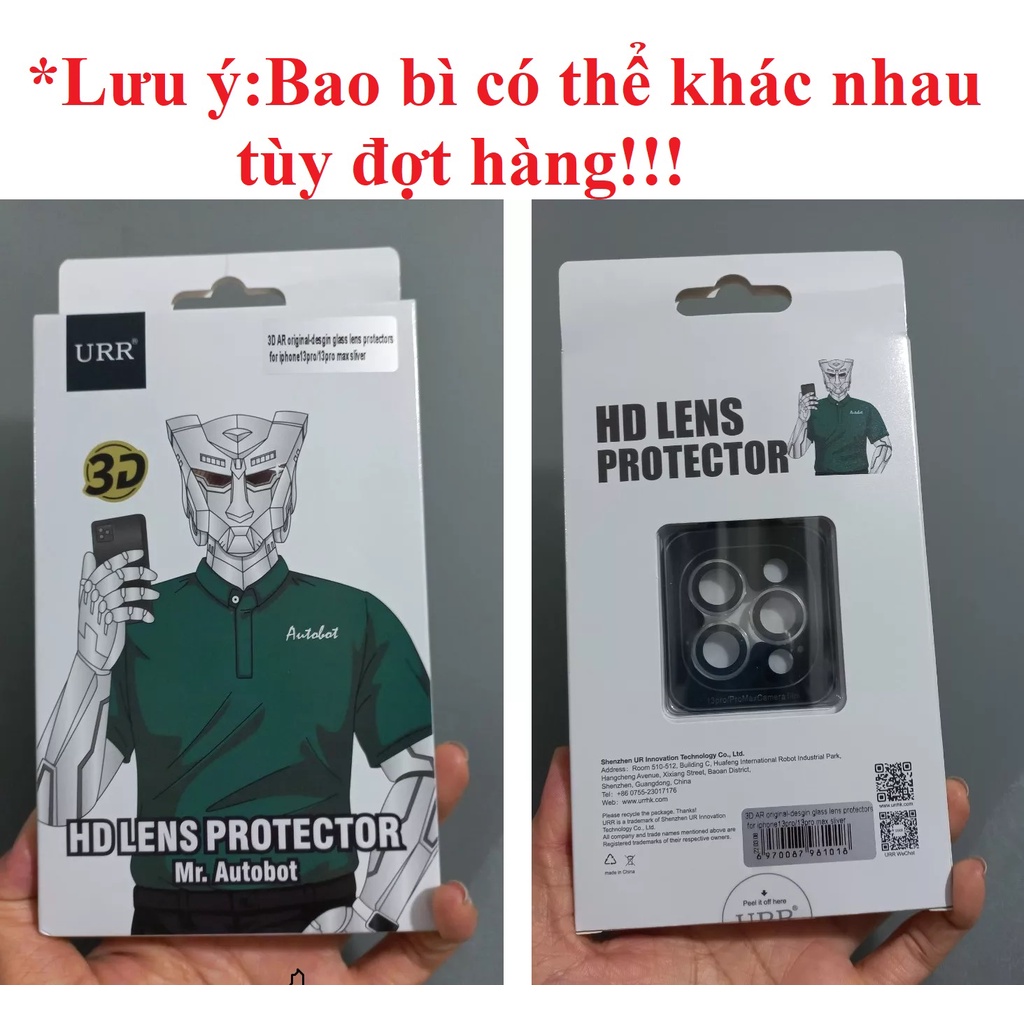 Cụm cường lực dán camera cho iP 13 Pro / 13 Pro Max URR Mr. Autobot 3D AR (Đủ màu)- Hàng chính hãng