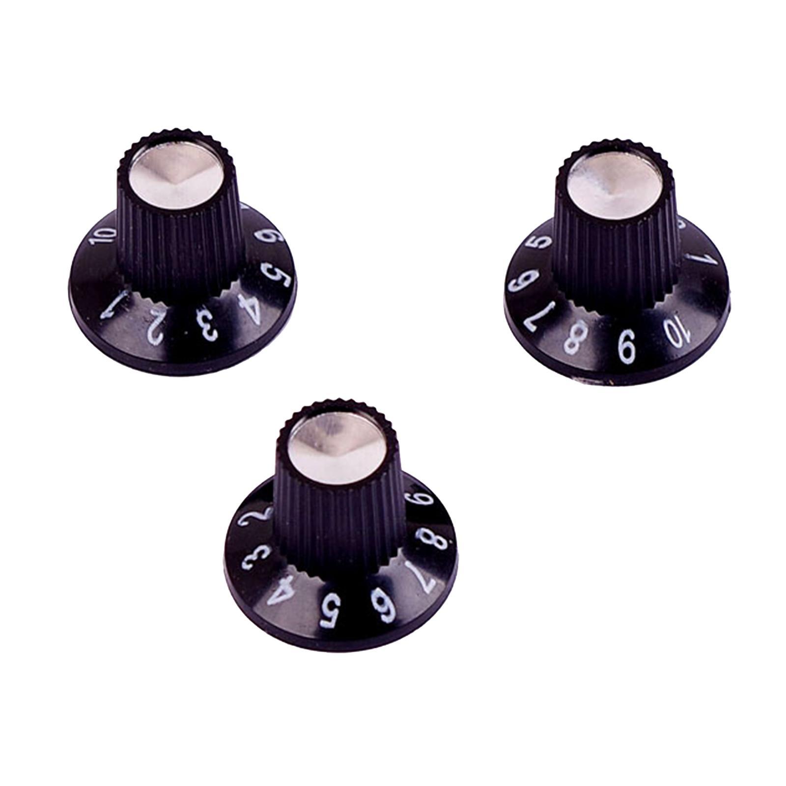 Black Guitar Bass Knobs Speed Control Knobs Volume Tone 6mm Shaft Pot Knob