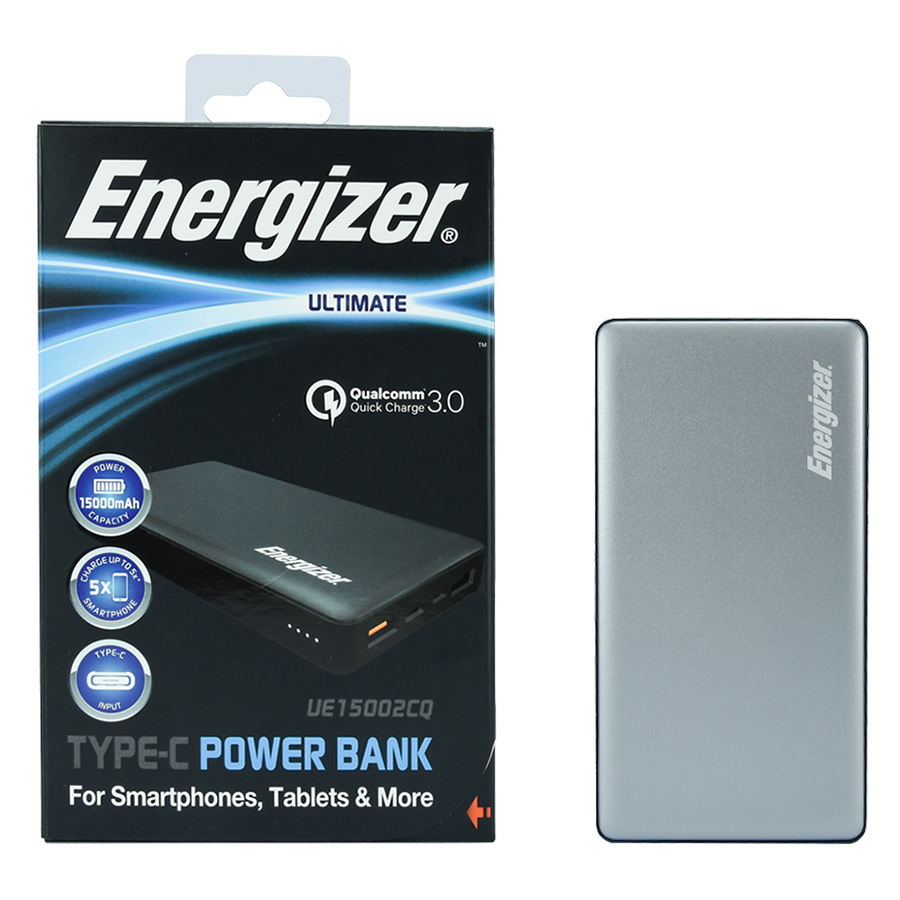 Pin Sạc Dự Phòng Energizer 15.000mAh QC 3.0 UE15002CQ  - Hãng Chính Hãng