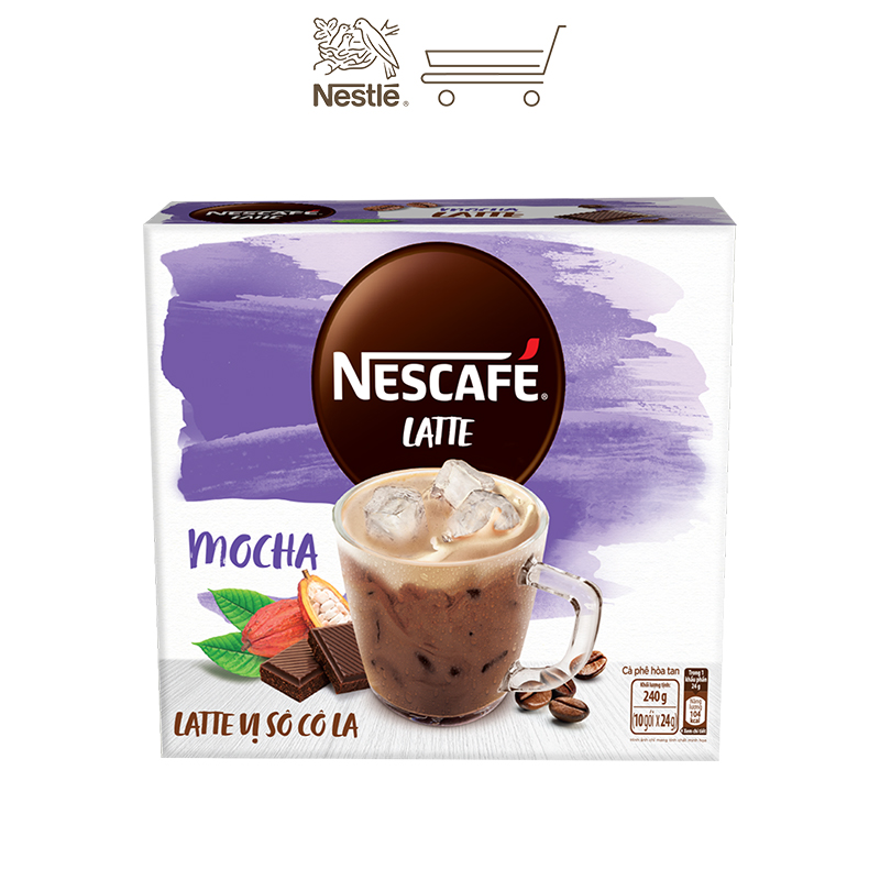 Combo 2 hộp cà phê hòa tan Nescafé Latte vị sô cô la (Hộp 10 gói x 24g)