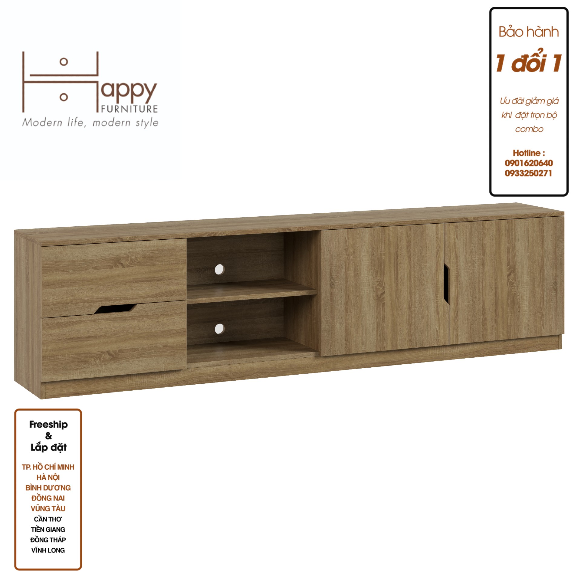 [Happy Home Furniture] DASH, Kệ Tivi nhiều ngăn, 210cm x 35cm x 54cm ( DxRxC)   , KTV_007