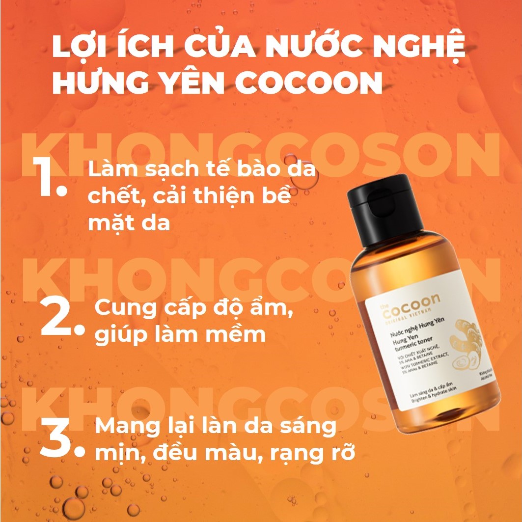 Toner Nghệ Hưng Yên Cocoon 140ml + Tặng Kèm Túi Cói Thời Trang