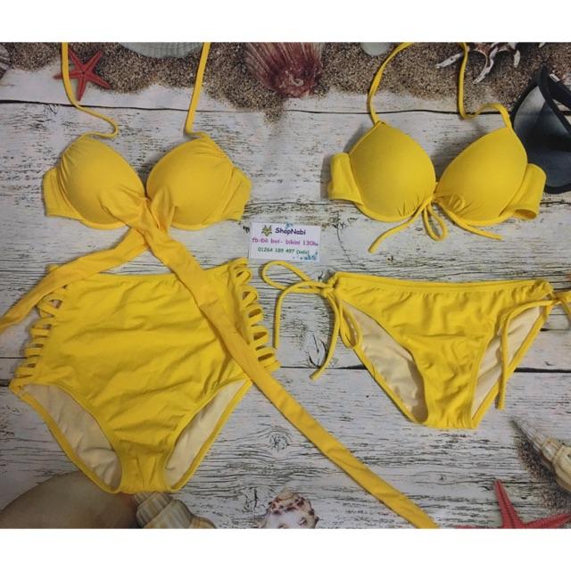 Bikini vàng mút dày, có thể đổi chéo