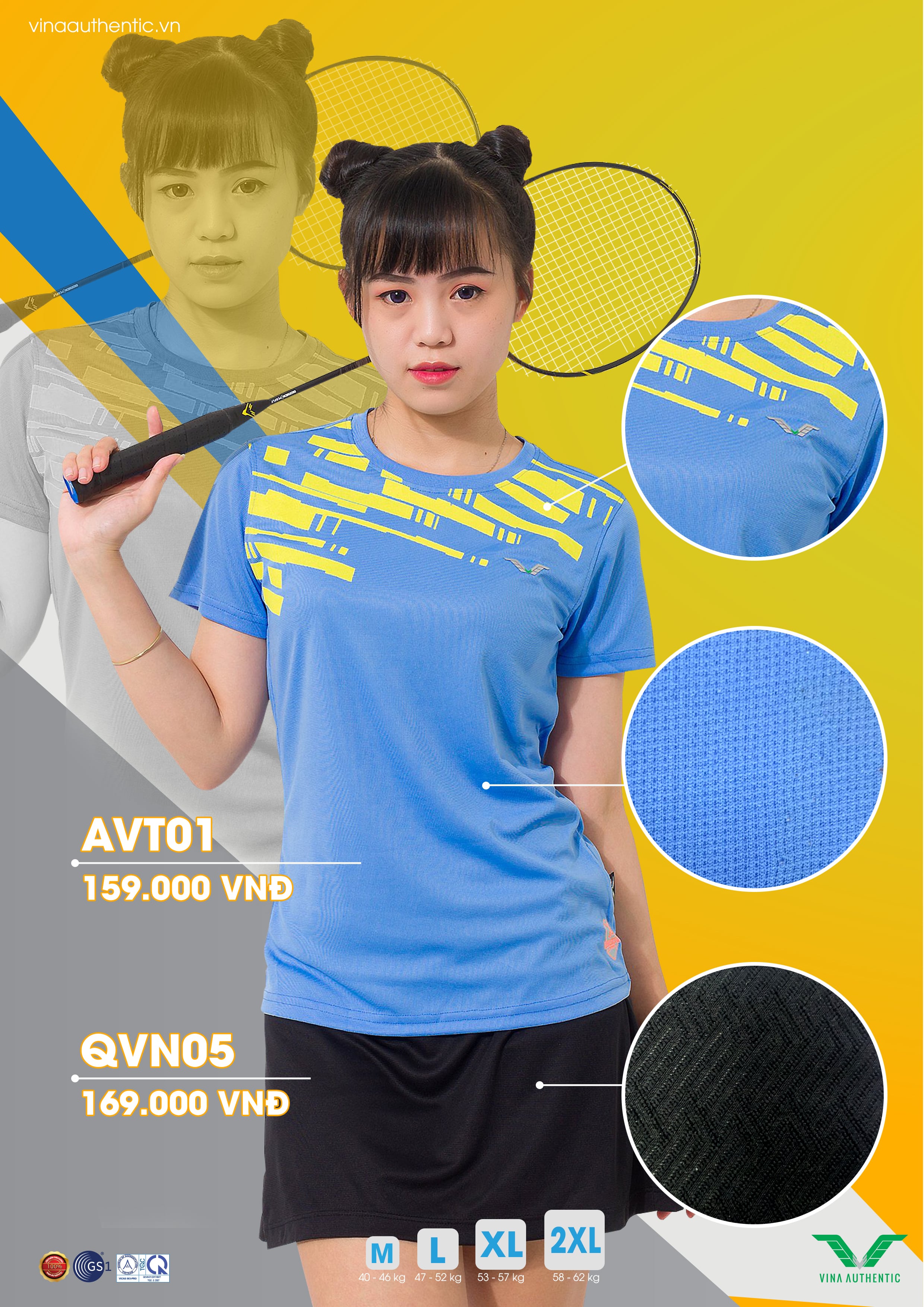 [XẢ KHO CẮT MÃ GIẢM TỚI 50%] ÁO Nữ thể thao -  NEW01 Vina Authetic Cổ Tròn Form Thể Thao,Thấm hút mồ hôi