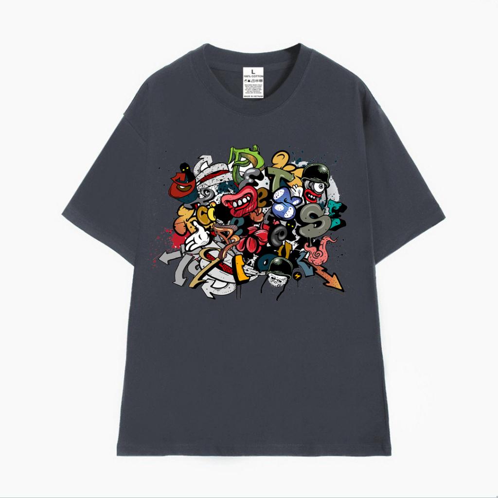 Cao cấp - Áo thun tay lỡ unisex áo phông nam nữ oversize hình Graffiti cá tính - BND15