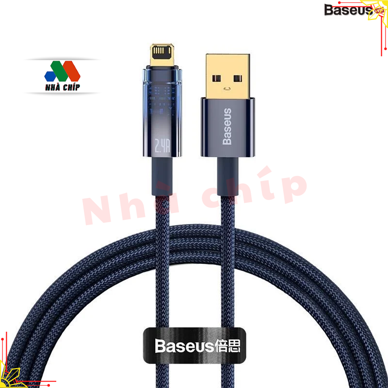 Cáp Sạc nhanh  2.4 A tự ngắt Gen2 Baseus Explorer Series dùng cho ipad, iPhone 13,12,11promax (USB to IP, Auto Power-Off, 2.4A Fast Charging &amp; Data Cable)- Hàng chính hãng