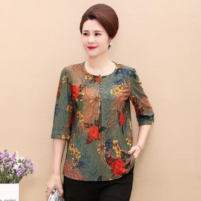 ÁO TRUNG NIÊN CÚC CỔ HỌA TIẾT