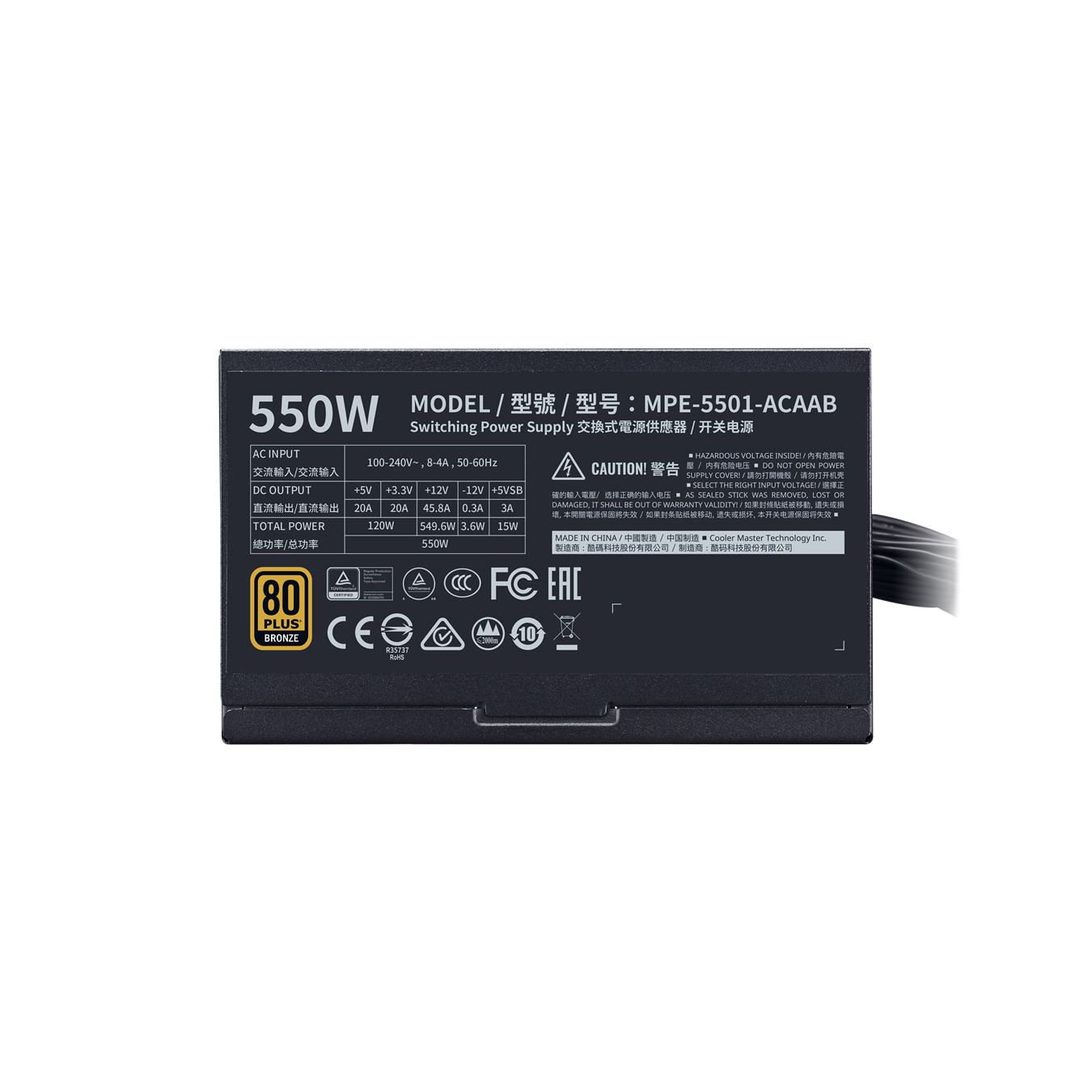 Nguồn máy tính Cooler Master MWE 550 BRONZE V2