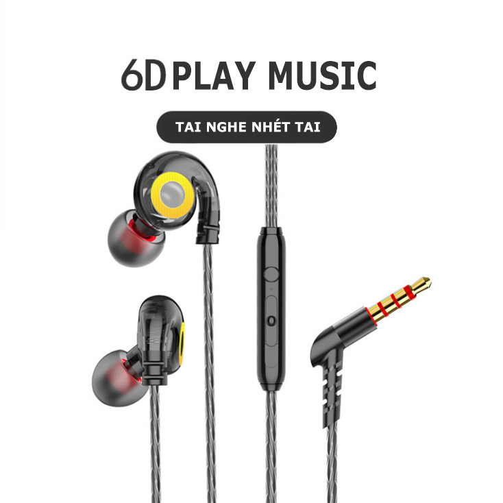 Tai Nghe Nhét Tai T05 BASS khủng Driver Dynamic 14mm nghe nhạc edm, remix cho âm thanh hay tương thích với các thiết bị, kiểu dáng in ear chiến game cực tốt - Hàng chính hãng