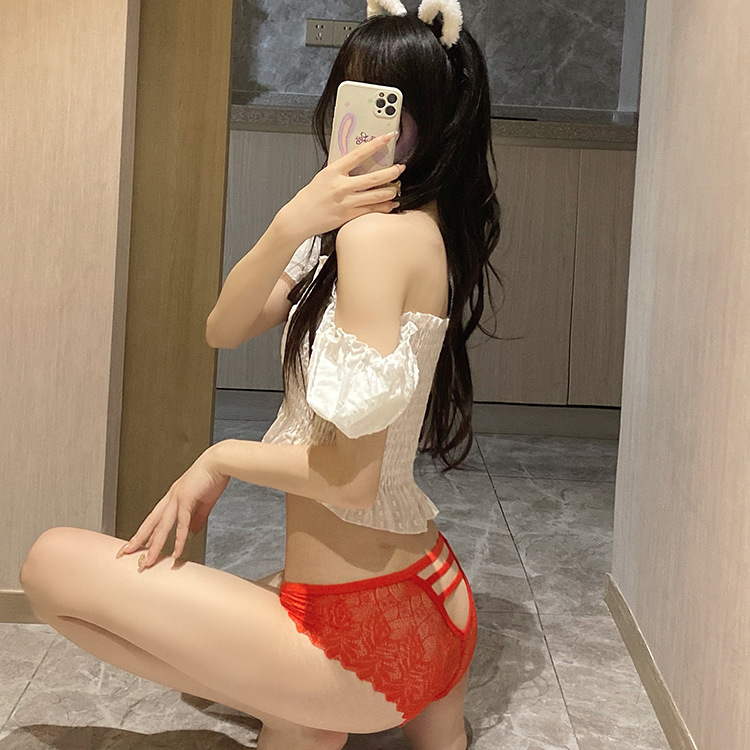 Quần lót lọt khe ren nữ Quần lót cotton viền ren dây chéo hông gợi cảm cạp thấp cao cấp