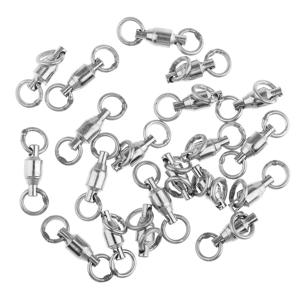 20 Pcs Alloy Heavy Duty Ball Bearing Swivel Solid Ring Fishing Swivels 1#