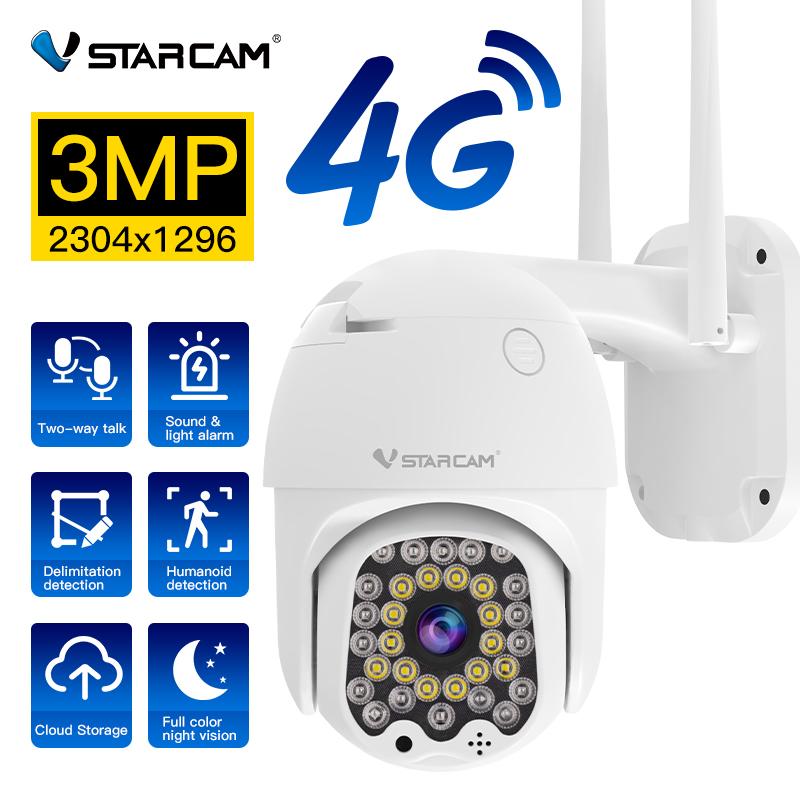 Camera IP 3G 3MP PTZ 1080p Máy ảnh bảo mật thẻ SIM ngoài trời HD AI phát hiện video của con người Video tối