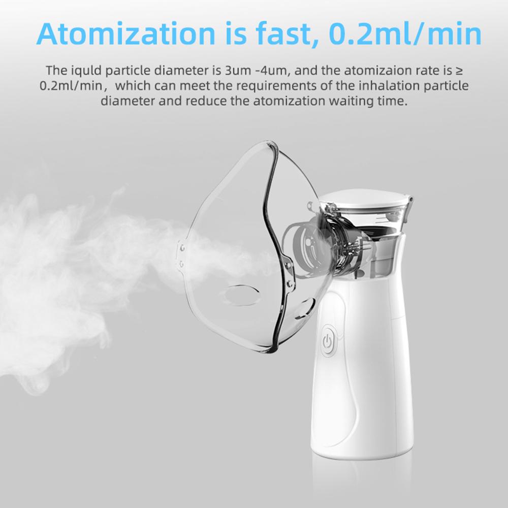 Máy phun sương siêu âm mini Máy phun sương cầm tay gia dụng Dung tích 10ml Bộ phân phối chất lỏng với mặt nạ có thể thay thế cho người lớn và trẻ em