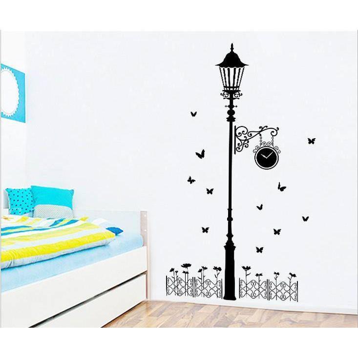 Decal dán tường Combo cột đèn đêm + bồ công anh