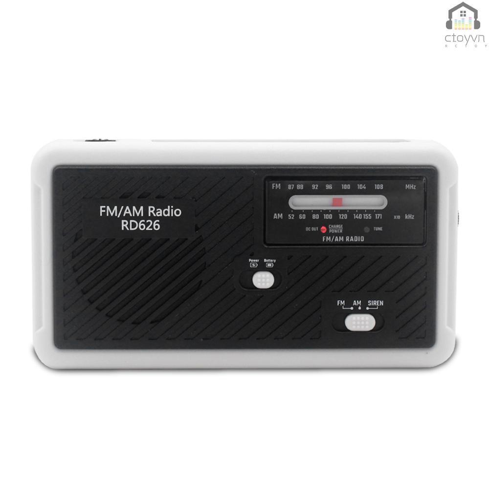 Bộ radio kỹ thuật số RD626 FM AM hai băng tần sạc pin năng lượng mặt trời 1000mAh có đèn LED