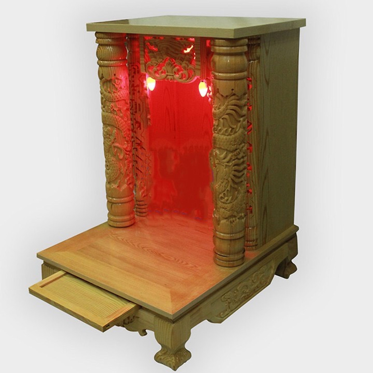 Bàn thờ thần tài cột trụ mái bằng ngang 48cm,sau 58cm ,cao 75cm