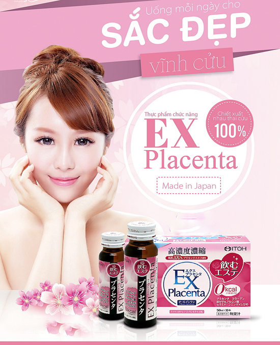 Thực phẩm chức năng nước uống chống lão hóa bổ sung Collagen Itoh EX Placenta (10 lọ x 50ml) Số 1 Nhật bản 