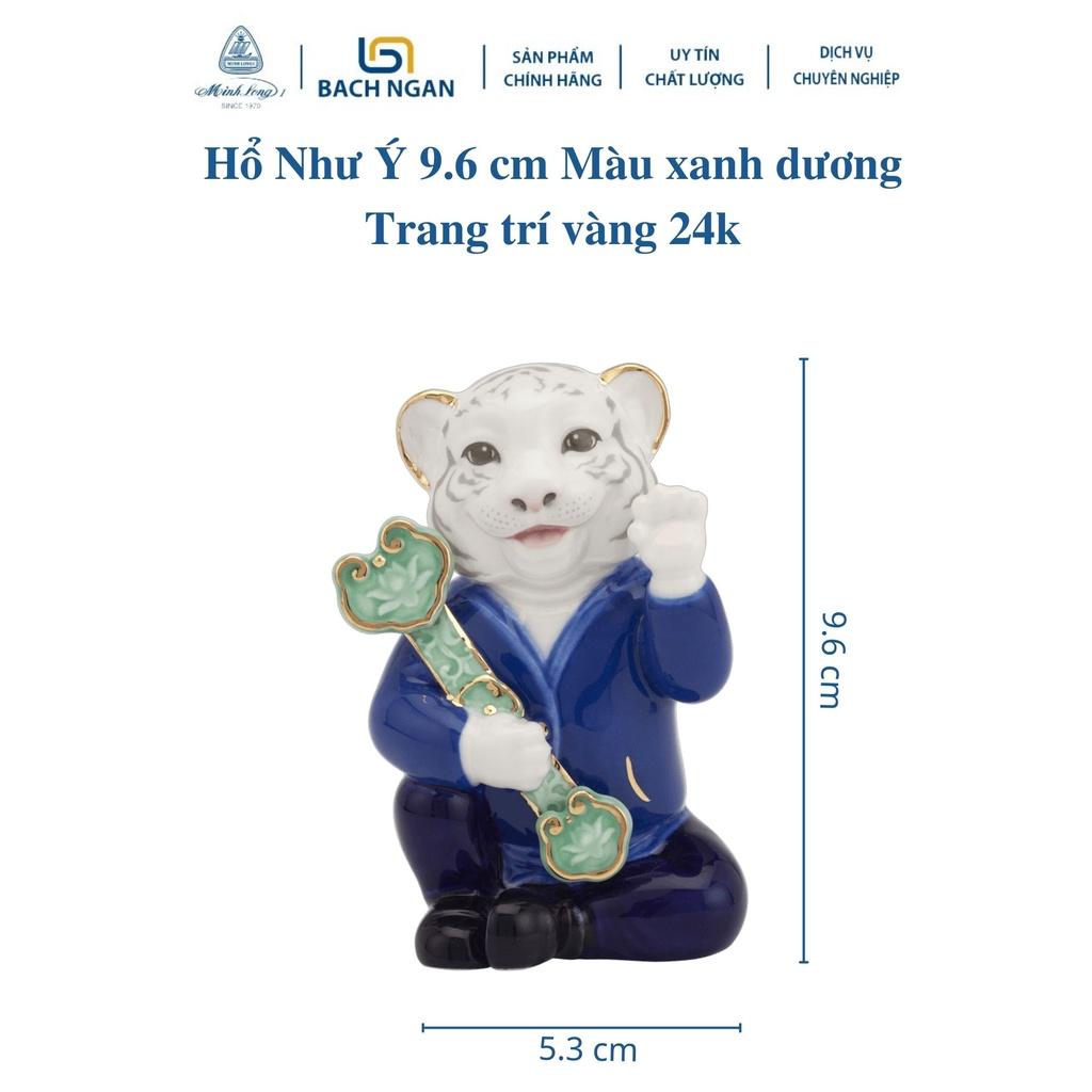 Tượng Hổ Như Ý Minh Long 9.6 cm Trang trí Vàng 24K Nhiều Màu Hàng đẹp dùng trang trí nhà cửa, nội thất, tặng quà tết