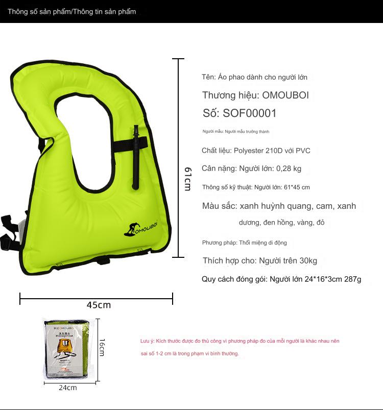Áo phao thổi hơi gọn nhẹ dành cho người lớn