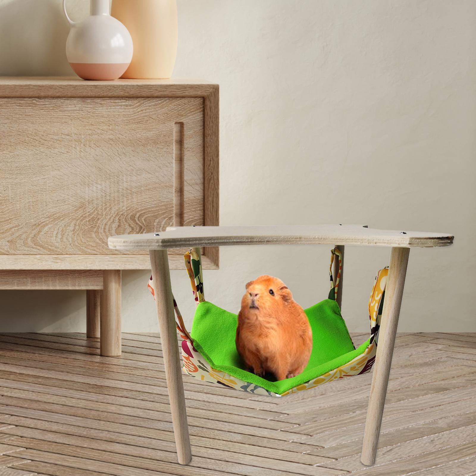 Guinea Pigs Hammock Guinea Pig Hideout with Durable Wooden Stand Hanging Bed Hamster Hammock for Chinchilla Small Animals Dwarf Rabbit Bunny